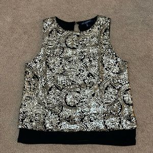 Gold and Black Sequins Sparkling Sleeveless Top